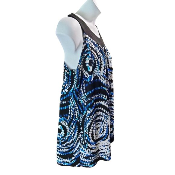 Double Take Womens Blue & Black Patterned Sleeveless Top Size 1X - Picture 4 of 7